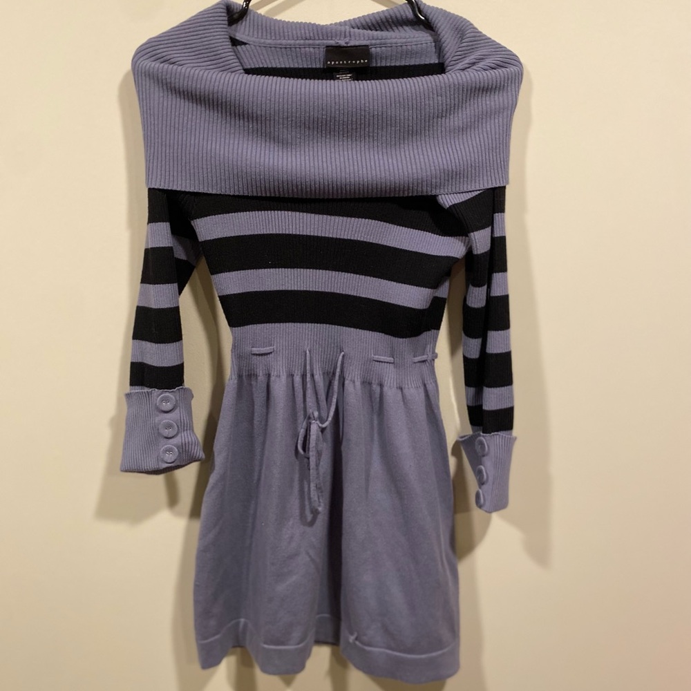 Apostrophe Lavender and Black Ribbed Sweater